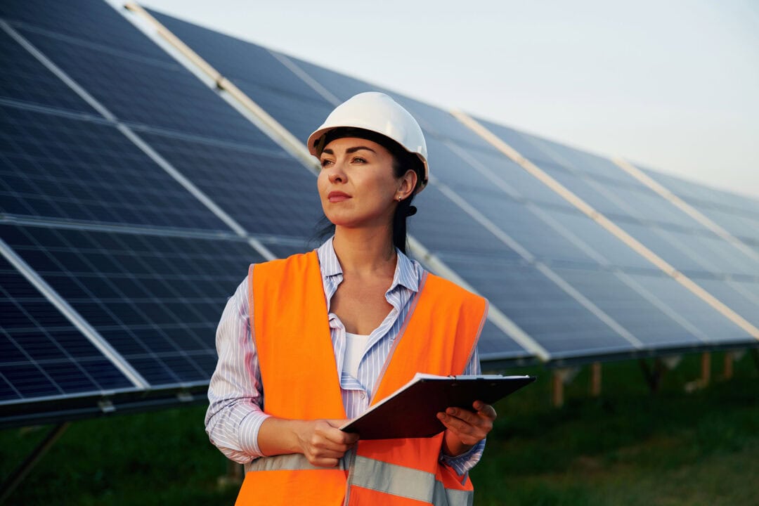 female solar engineer